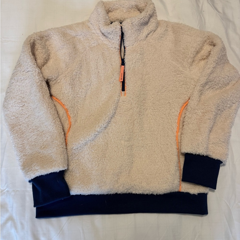 Athleta Girl Cream Sherpa with Navy and Orange Trim